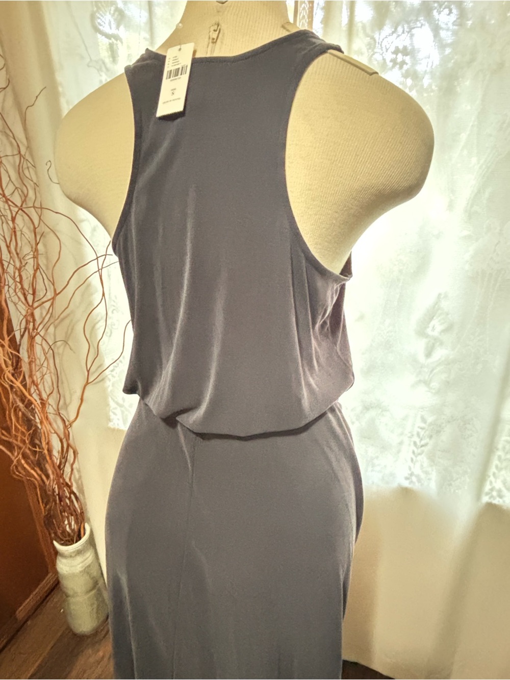 Anthropologie Sleeveless Ruched Tank Dress - Charcoal Gray Modal size S - Picture 8 of 13